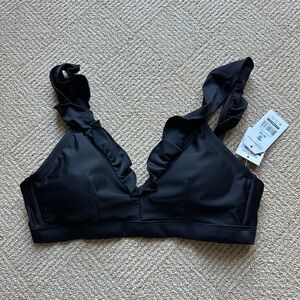 Time and Tru Black Ruffled Bikini Top